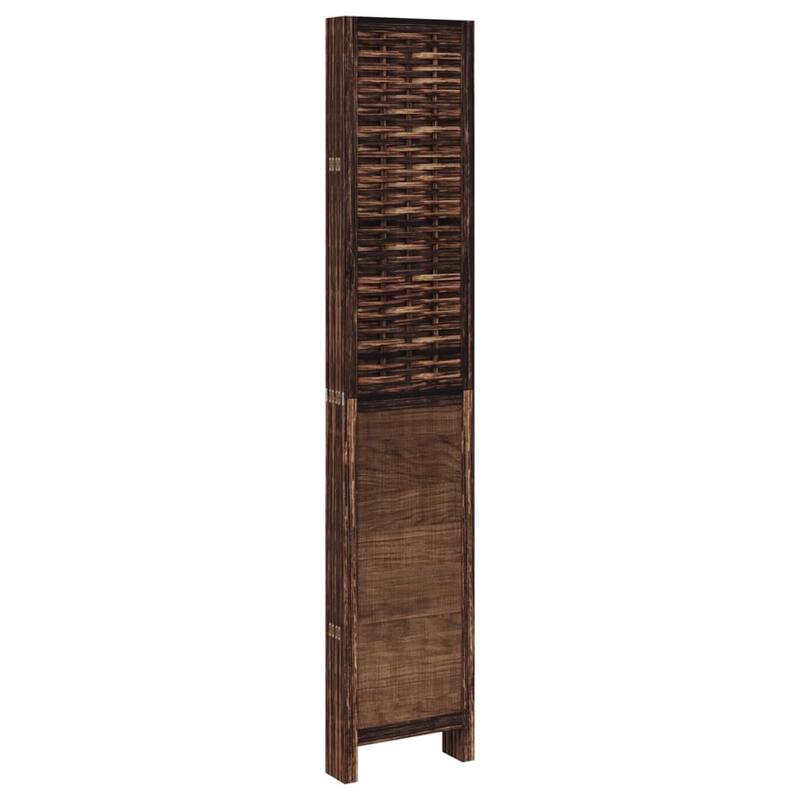 vidaXL Room Divider Privacy Screen Living Room Dark Brown Solid Wood Paulownia