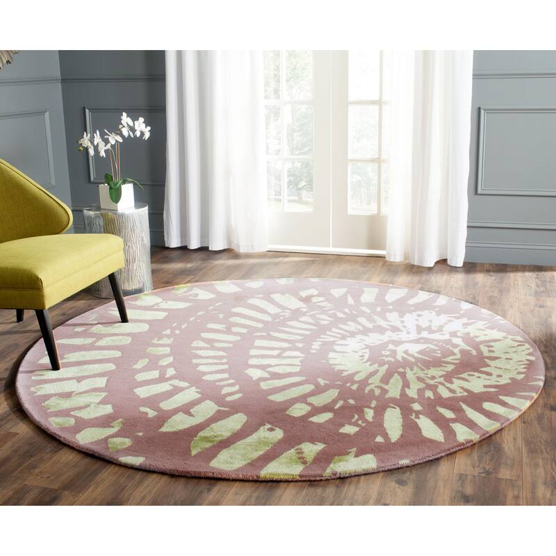 SAFAVIEH Handmade Capri Jica Modern Wool Rug - 7' Round - Plum/Mist