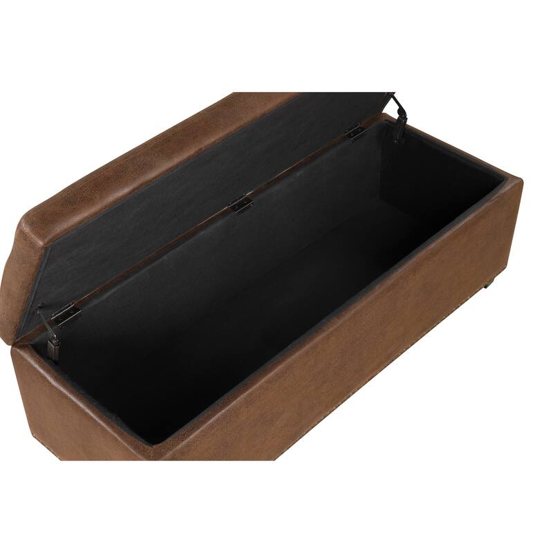 DH Basic Modern Brian 48-inch Rectangular Linen Storage Ottoman Bench by Denhour