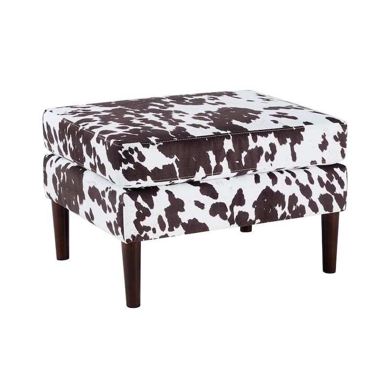 Retro Inspired Mid Century Ottoman with Upholstered Cushion Top for Stylish Seating and Entryway Accent