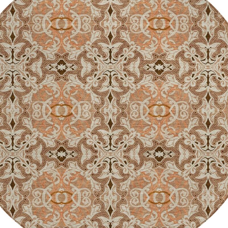 HomeRoots Medallion Transitional Rectangle Outdoor Rug