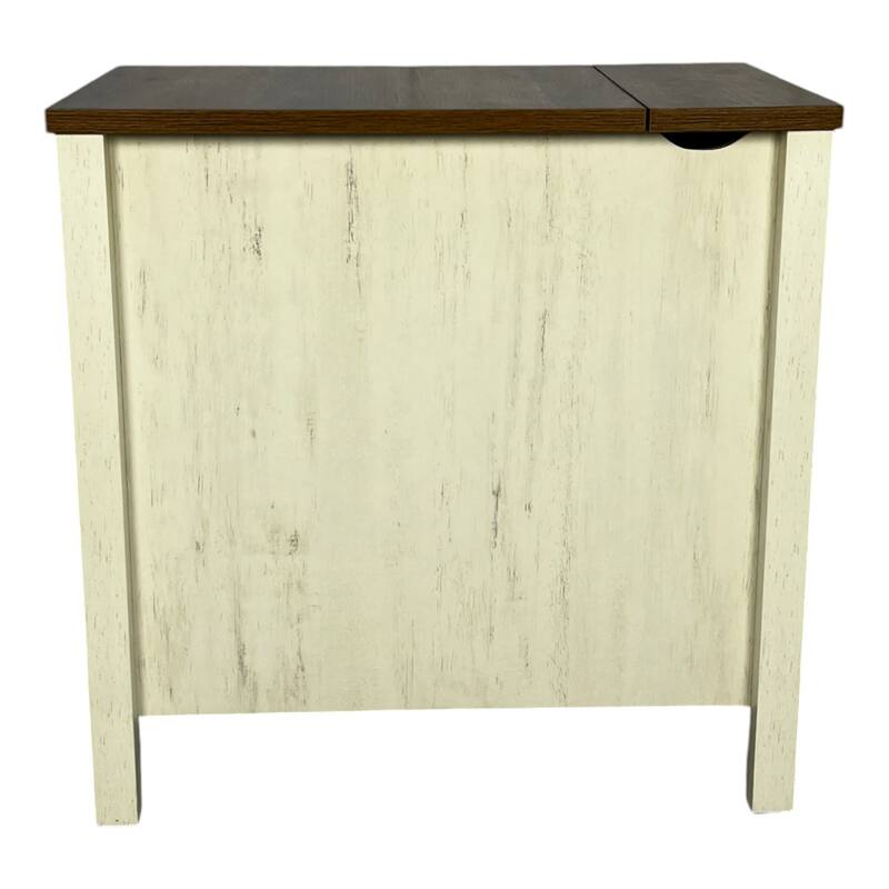 Farmhouse End Table Side Table with Charging Station, Storage Cabinet File Cabinet with Barn Door and Drawer