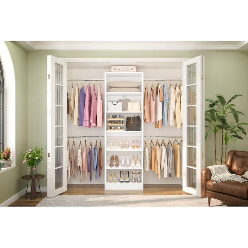 Cimly Closet Oragnizer System with Adjustable Hanging Rods, Shoe Rack, and Storage Shelves