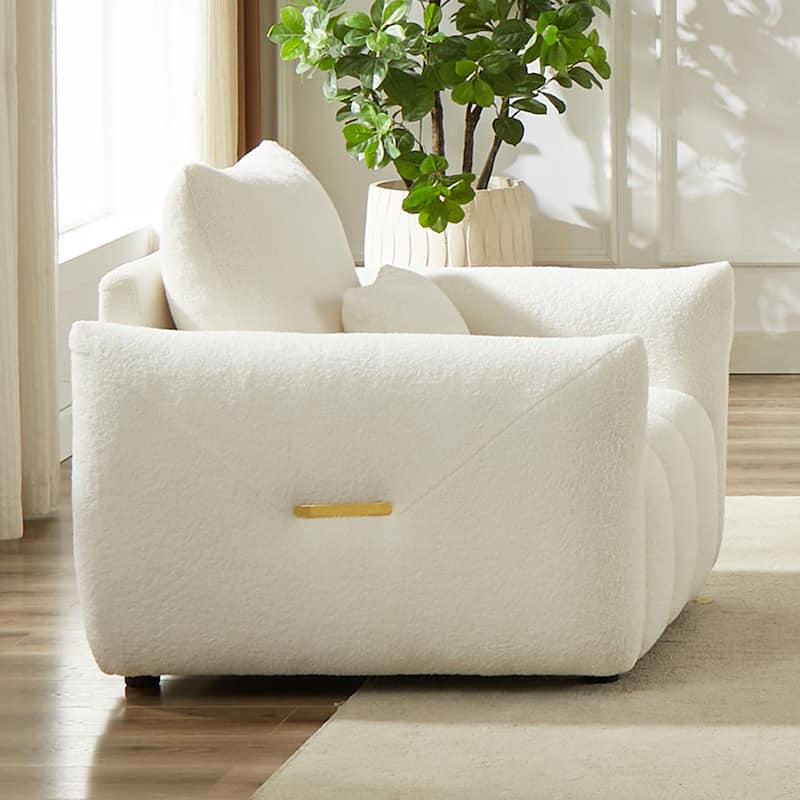 Beige 39.7" Teddy Fabric Lounge Chair