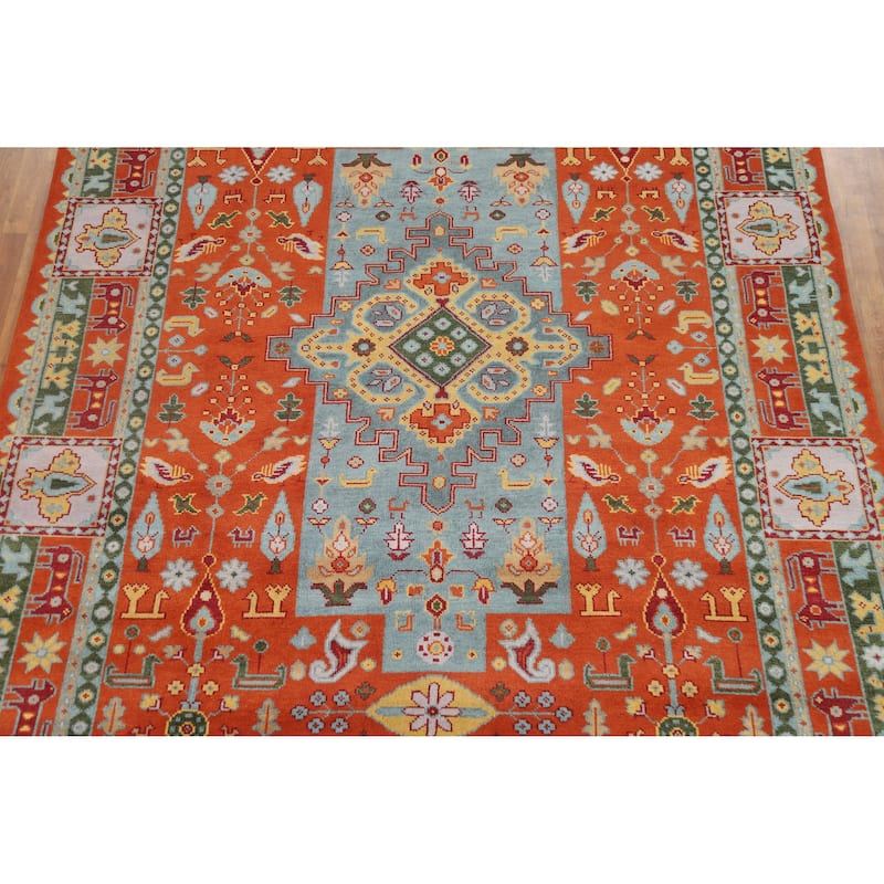 Hand Knotted Oriental 100% Wool Carpet Traditional Tribal Oranges & Rust Heriz (serapi) Area Rug - 11' 9'' X 8' 10''