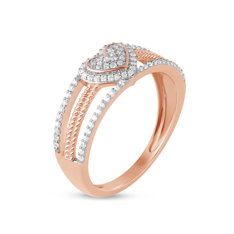 1/5ct TDW Diamond Heart Cluster Promise Fashion Ring in 10K Gold for Women