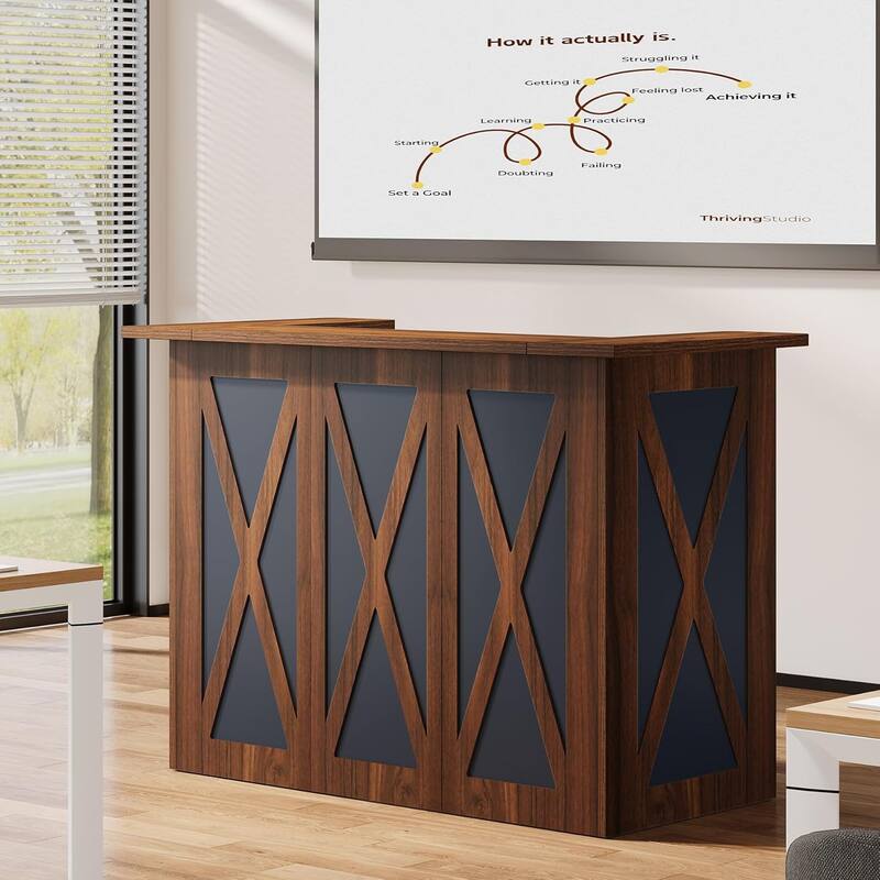 59" Reception Desk with Counter, Modern Front Desk Reception Counter, Retail Front Table