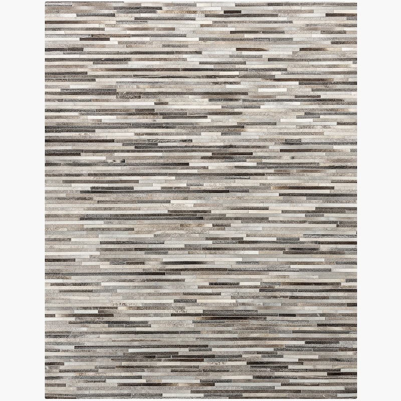 Ben Soleimani South American Cowhide Stripe Hand Woven Rug - 6' x 9' - Grey