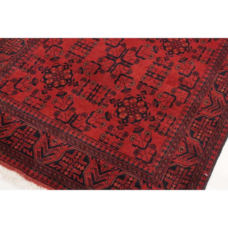 Rustic Biljik Khal Mohammadi Joy Red/Black Rug - 4'2'' x 6'4''