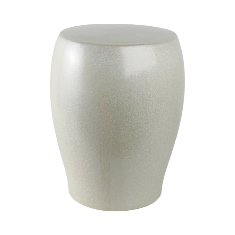 Ceramic Garden Stool Modern Accent Seat for Home Office - 19" Ivory