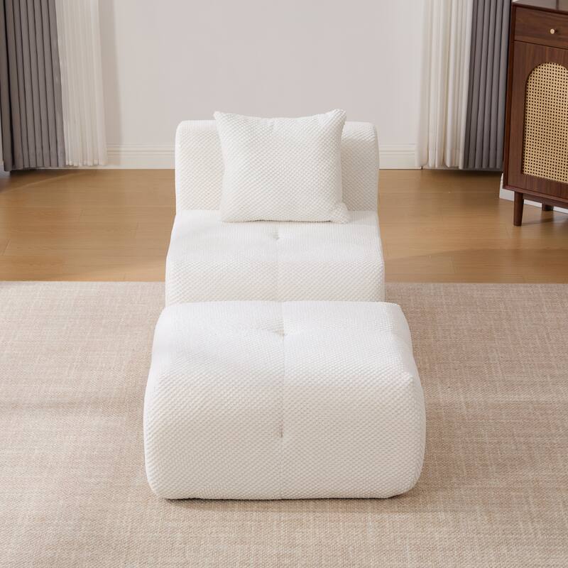 Roomfitters Modular Cloud Lounge Chair with Ottoman, Deep Seat Floor Accent Sofa with Pillow for Living Room Bedroom Dorm