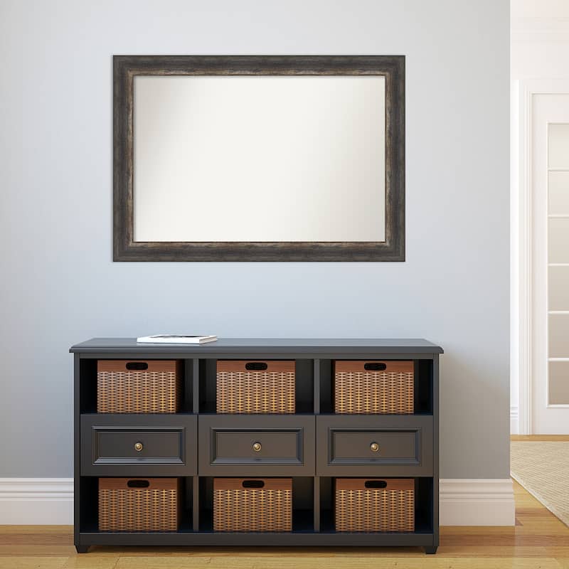 Non-Beveled Bathroom Wall Mirror - Bark Rustic Char Frame