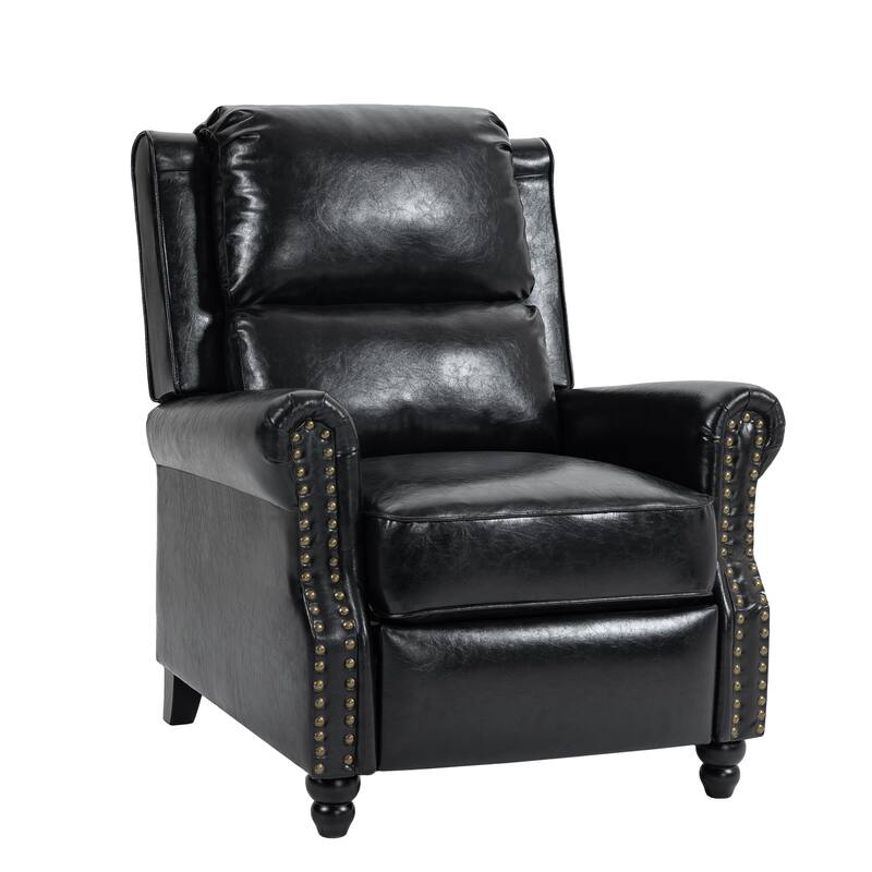 2 Set Manual Pushback Recliner Chair with Nailhead Trim