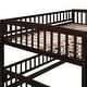 preview thumbnail 7 of 48, Full Over Full Low Bunk Bed with Fence and Ladder for Toddler Kids Teens