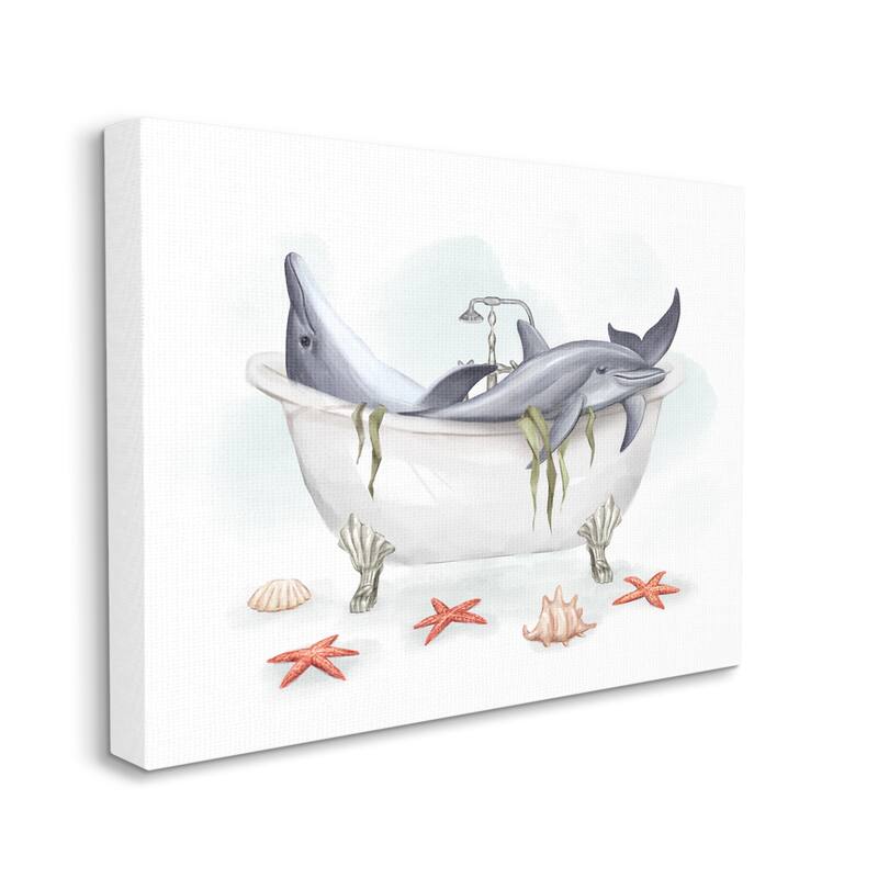 Stupell Relaxing Dolphins Swimming Bathtub Nautical Starfish Canvas Wall Art, Design by Ziwei Li