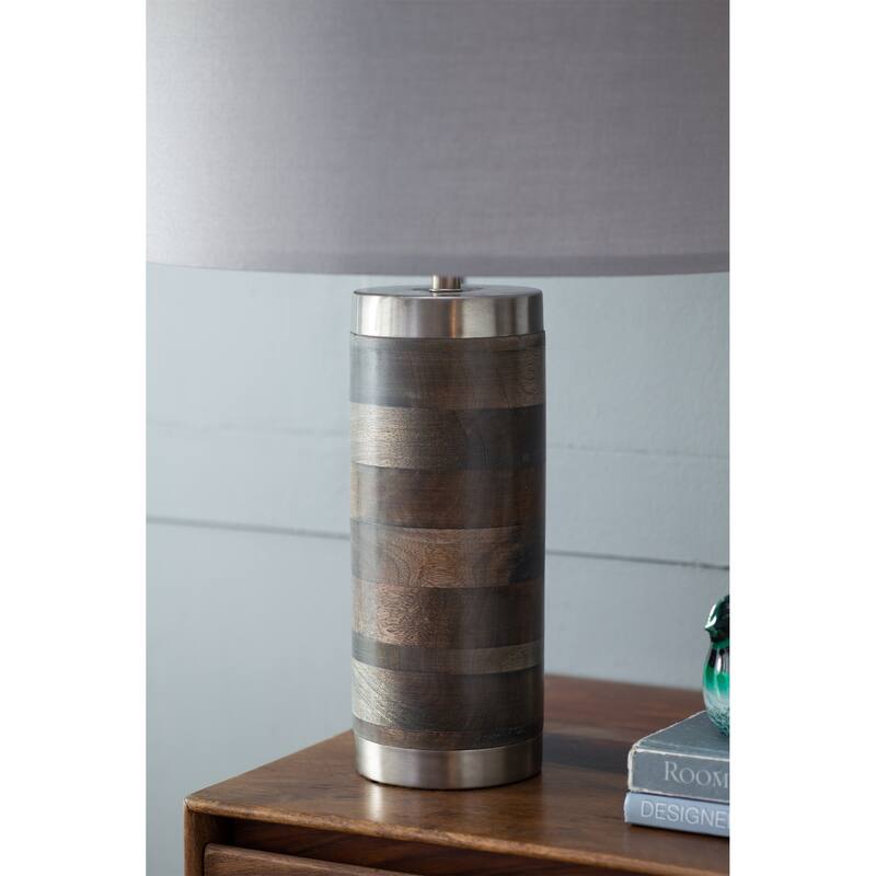 16x16x23.5" Gray and Silver Brushed Table Lamp