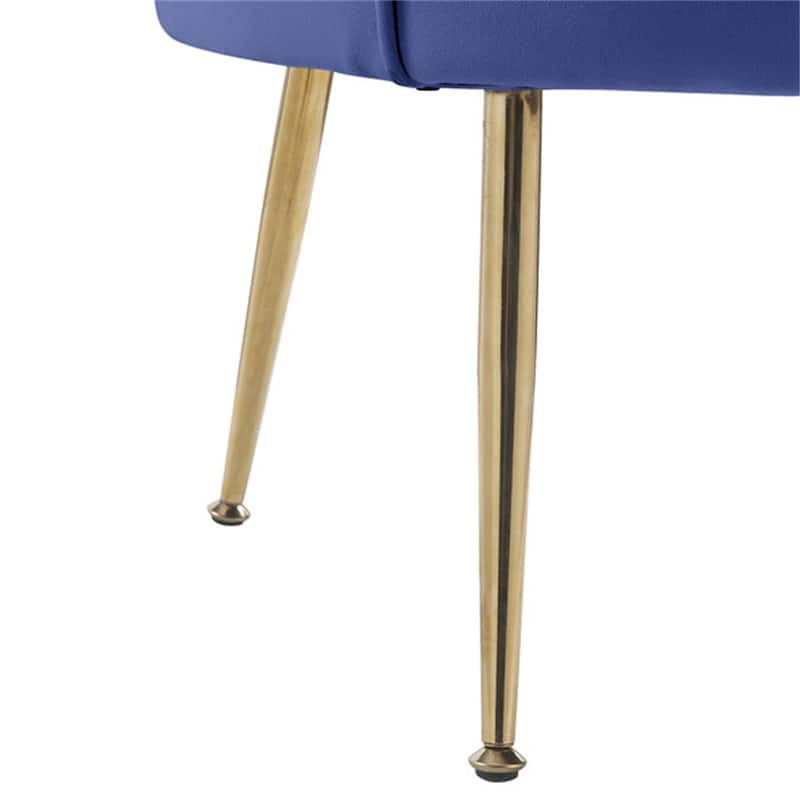 Velvet Scalloped Back Barrel Accent Chair with Metal Legs