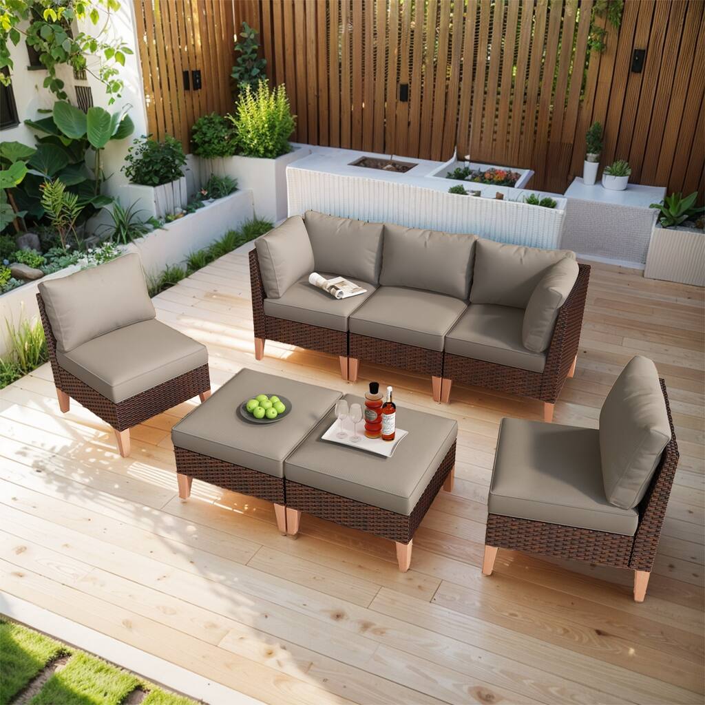 Gymojoy 5-Piece 3-Seat Sofa with Modular Sofa Ottoman