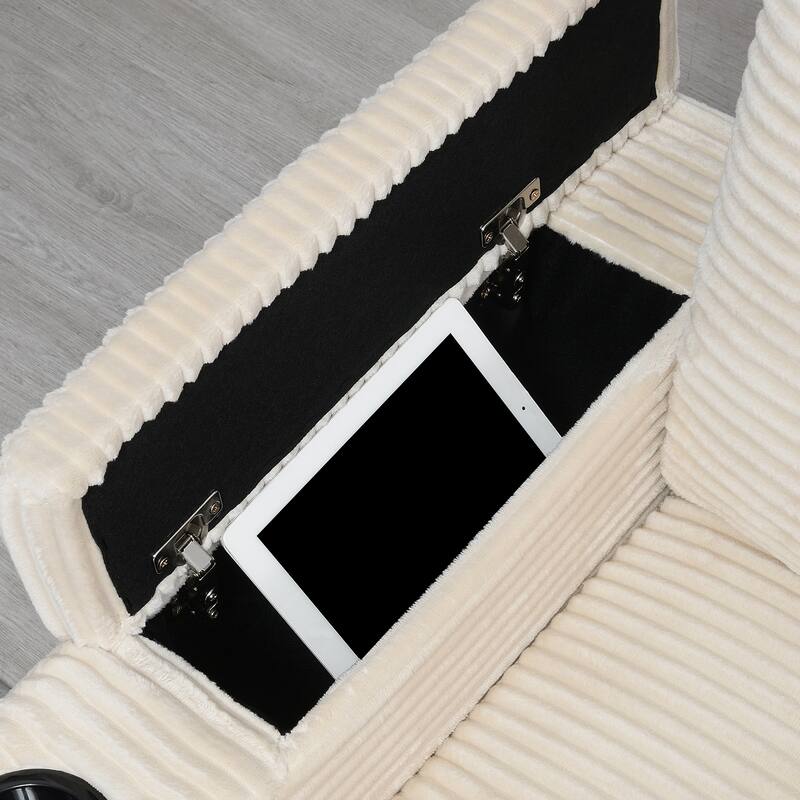 L Shaped Convertible Sectional Sofa w Armrest Storage, Cup Holders, USB
