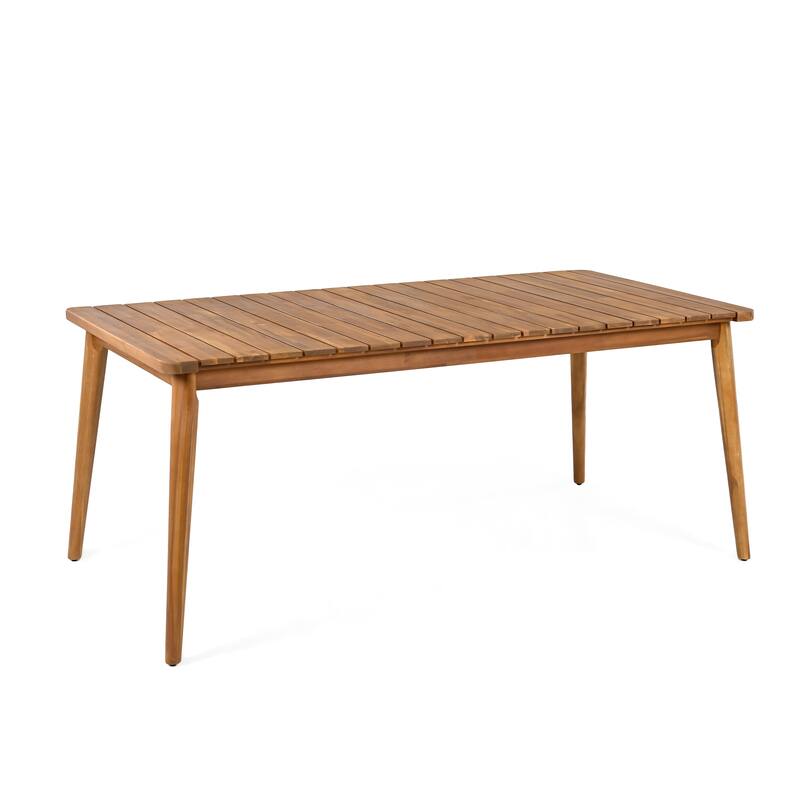 Wood Dining Table 8-Person Outdoor Table, Farmhouse Furniture for Patio, Garden, Backyard, Teak 180 LBS Weight Capacity 72"L