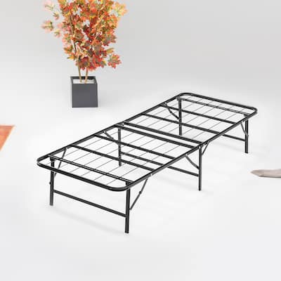 14-Inch Foldable Metal Platform Bed Frame with Tool Free Setup, Sturdy Steel, No Box Spring Needed, 75" X30", Black
