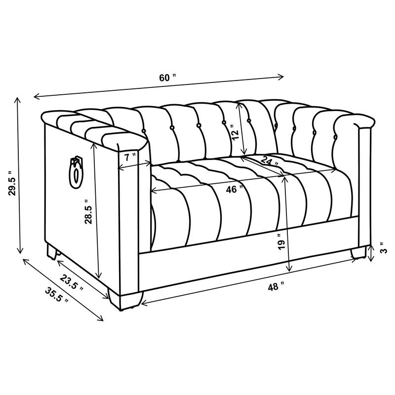 Chaviano Pearl White Upholstered Track Arm Sofa Set