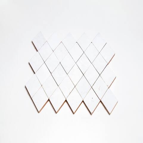 Contemporary Zellige Panels, 12" x 12" x 1/2", Diamond White