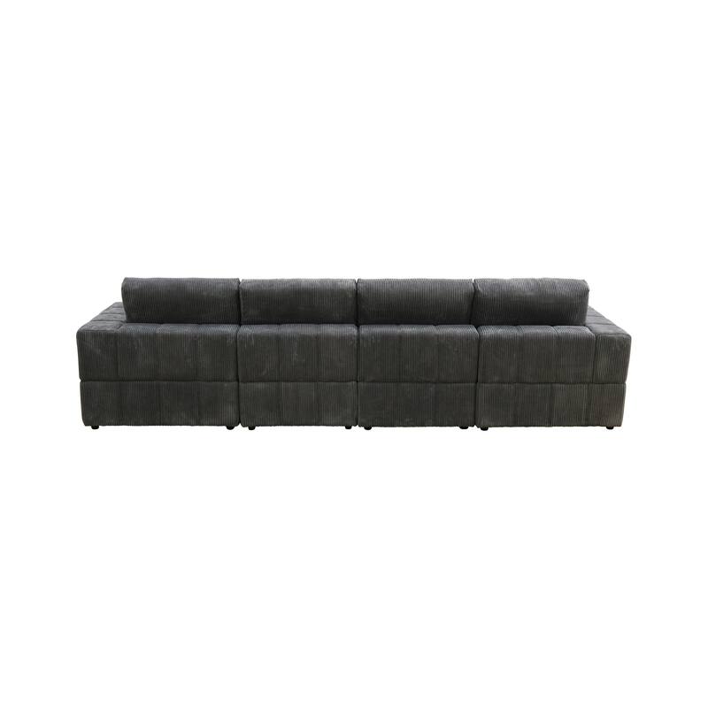 132'' U-Shaped Corduroy Sectional Sofa Couch with Ottomans for Living Room