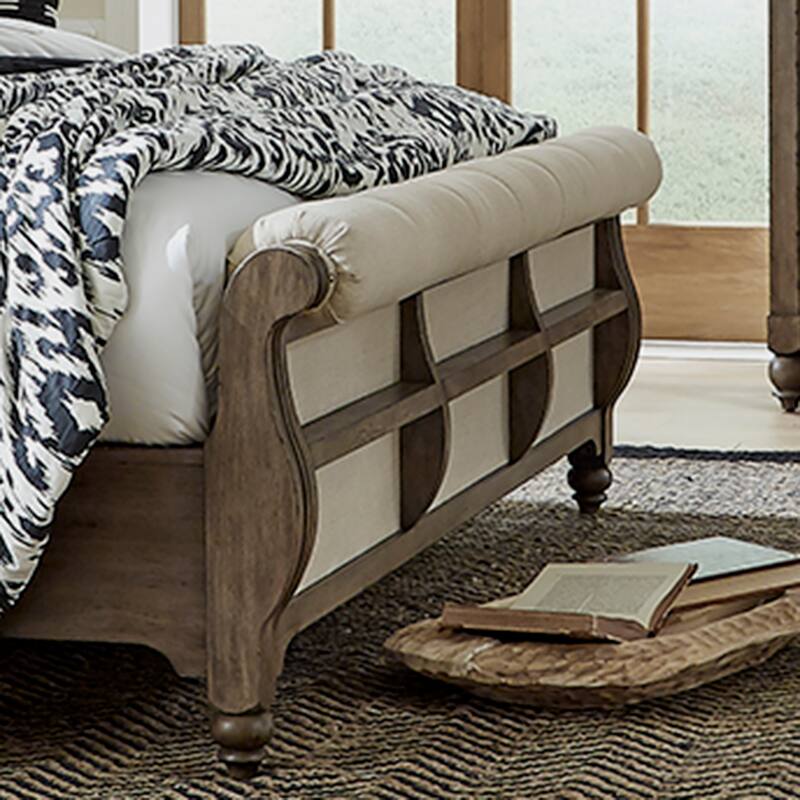 Americana Farmhouse Dusty Taupe Queen Sleigh Bed