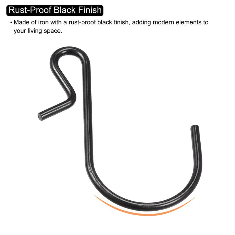 20pcs S Hanging Hooks 1.8 x 1 Inch S Shaped Hanger Black