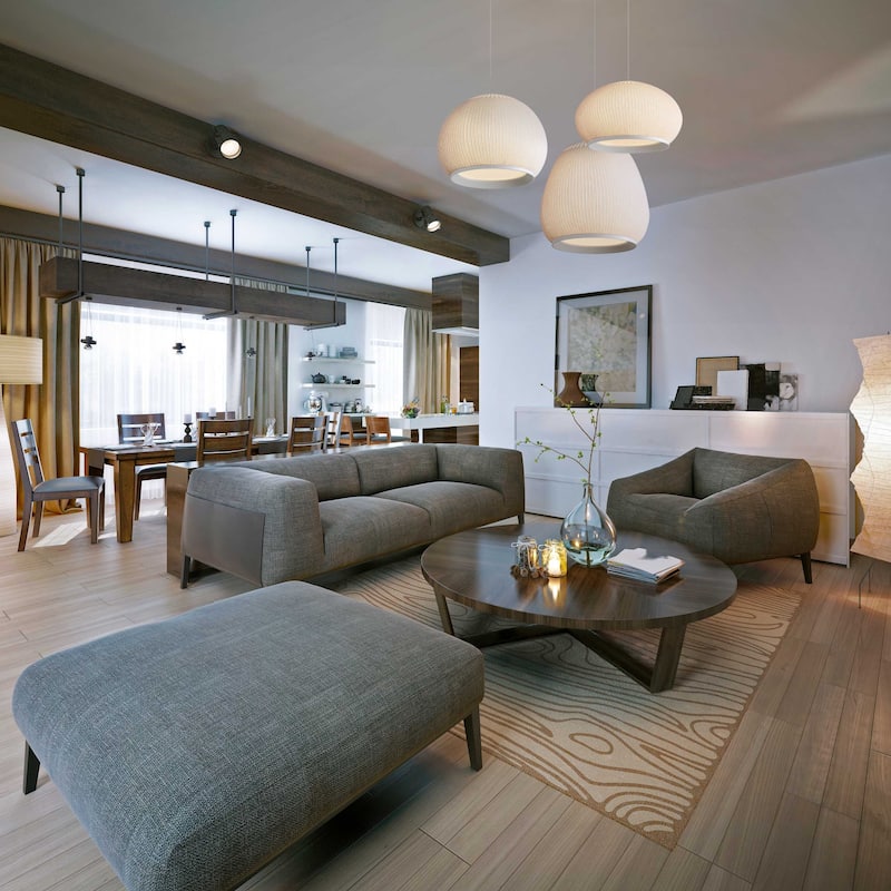 Golden Lighting Tela Integrated LED 14in Pendant in Sand Yellow - Beige