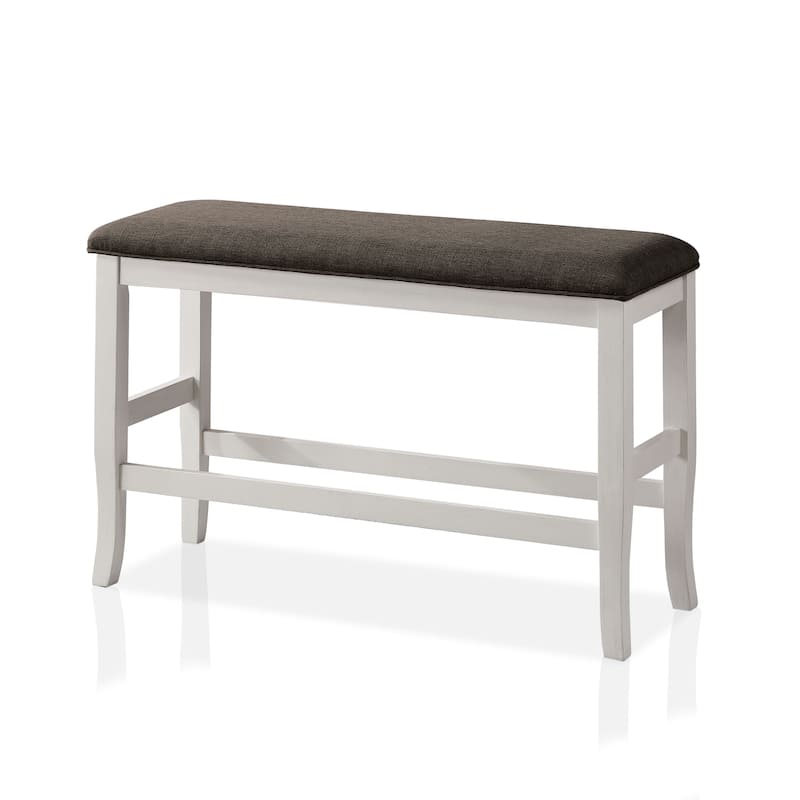Hanto Farmhouse Off-White Wood Counter Bench by Furniture of America