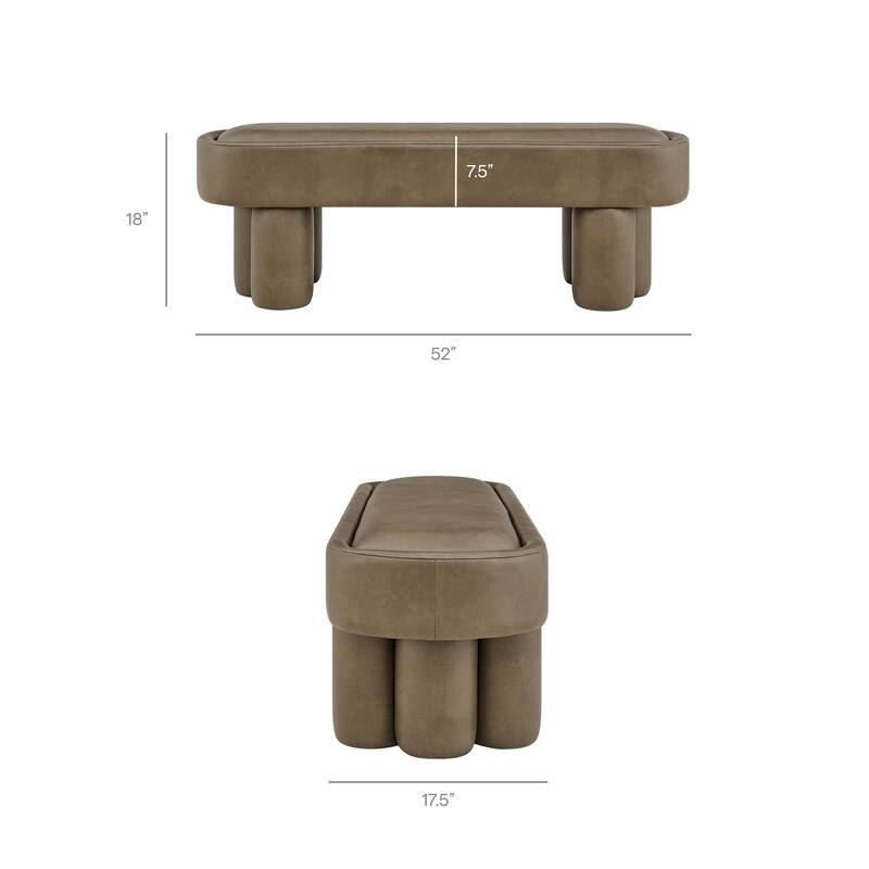 Mossi 52-Inch Oval Vegan Leather Bench