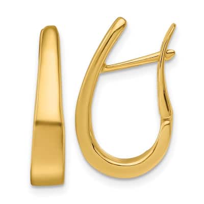 Curata 14k Yellow Gold U Shape Hinged Post Earrings - 22.4x13.6mm