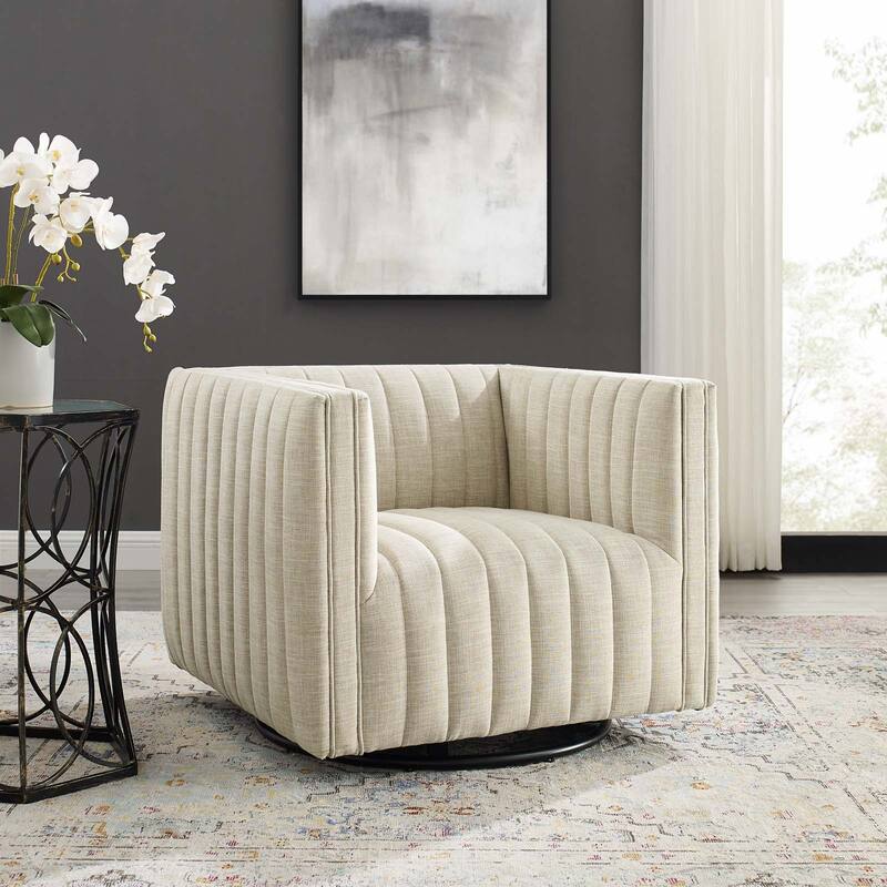 Perception Tufted Swivel Upholstered Armchair