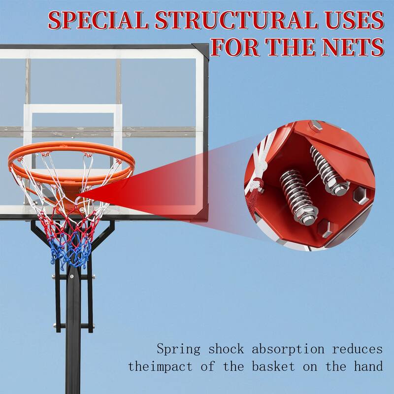 Portable Basketball Hoop for Youth Adults & Professional Match,Adjustable Height Backboard with Rebound System,Indoor/Outdoor
