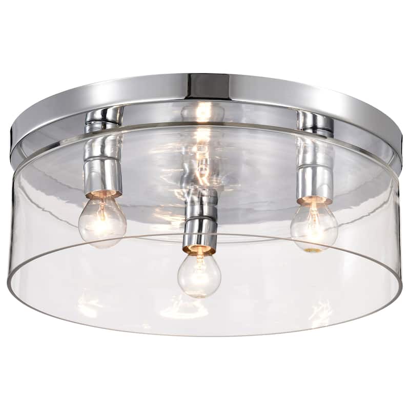 Marlowe - 15 Inch Flush Mount - Polished Nickel with Clear Glass - Polished Nickel