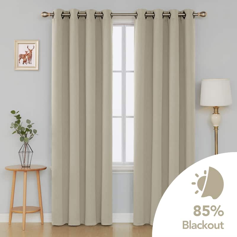 Deconovo Square Grommet Curtain Panel Pair(2 Panel) - 52x84 - Beige