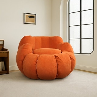 WOWMAX Pumpkin Bean Bag Sofa Chair, Giant Bean Bag Chair, Oversized Bean Bag Couch for Gaming, Reading, Orange