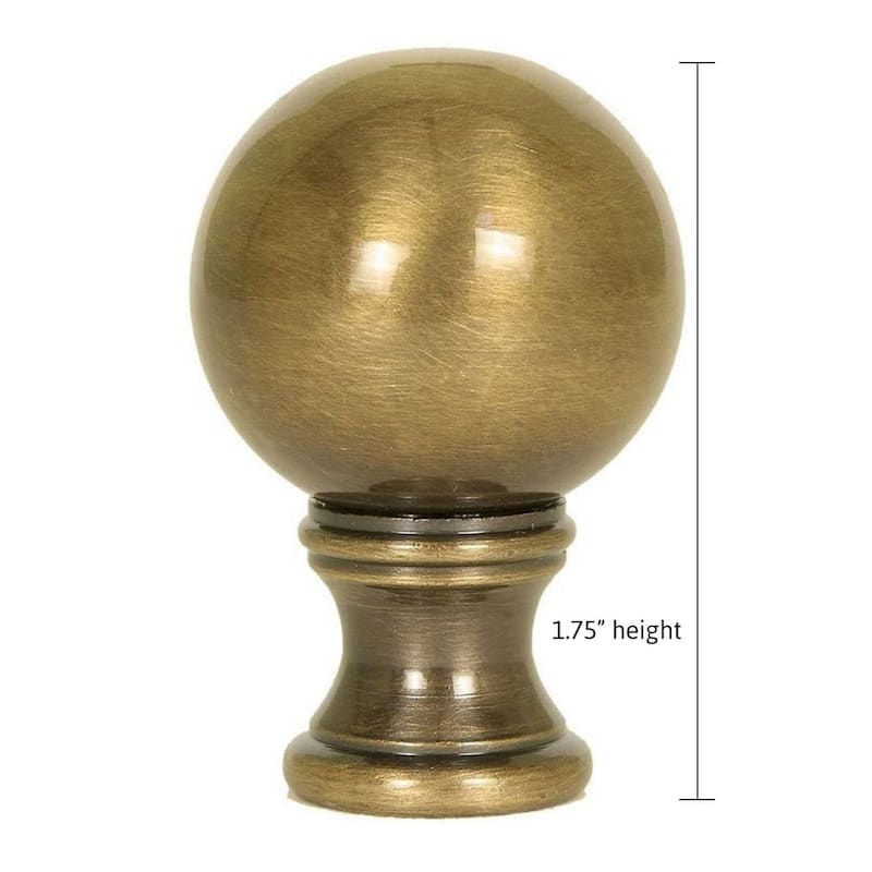 Sphere Round Lamp Finial Antique Brass 1.75"h