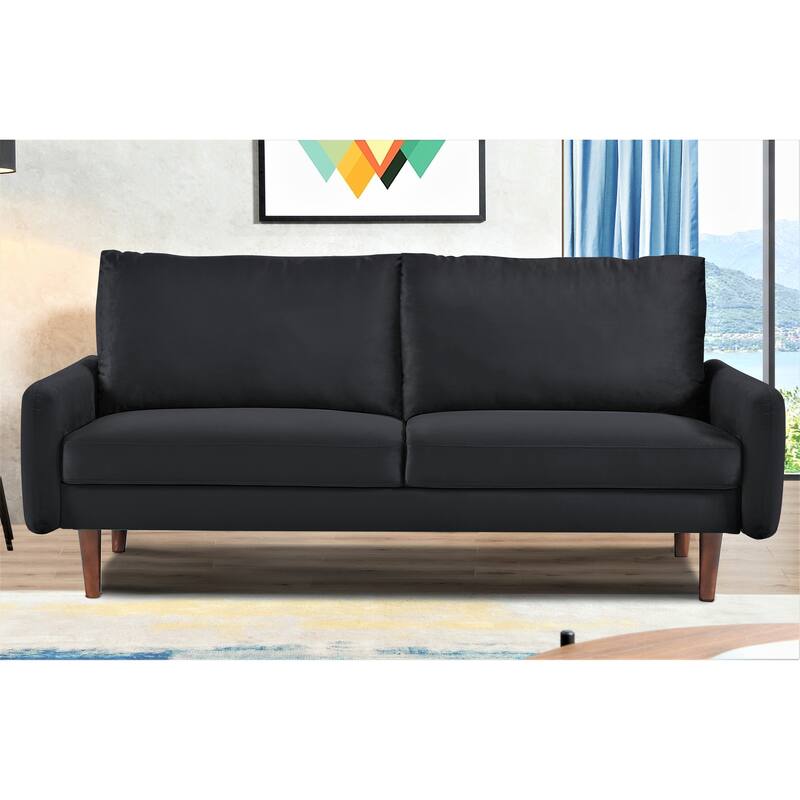 US Pride Furnitirue 70''W Tapered-Leg Velvet Sofa - Black
