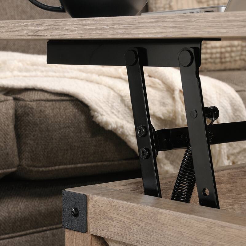 Wood Lift-Top Coffee Table with Hidden Storage and Divided Selves, Brown - 46.18" L x 23.62" W x 18.90" H