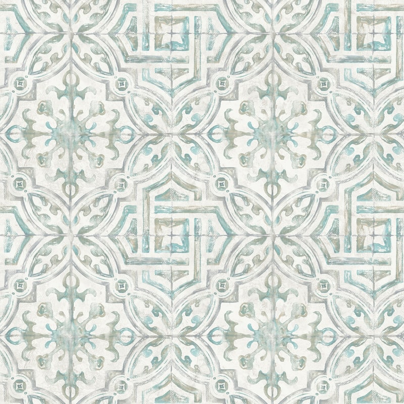 NuWallpaper Teal and Grey Landondale Peel & Stick Wallpaper