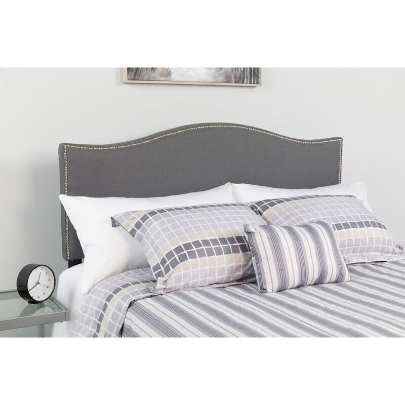 Arched Upholstered Headboard with Nailhead Trim