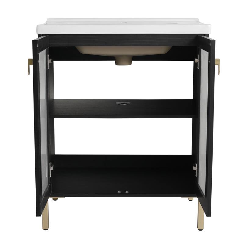Freestanding Bathroom Vanity with Soft-Close Hinges and Durable Ceramic Sink - 27.8-Inch - 27.8in L
