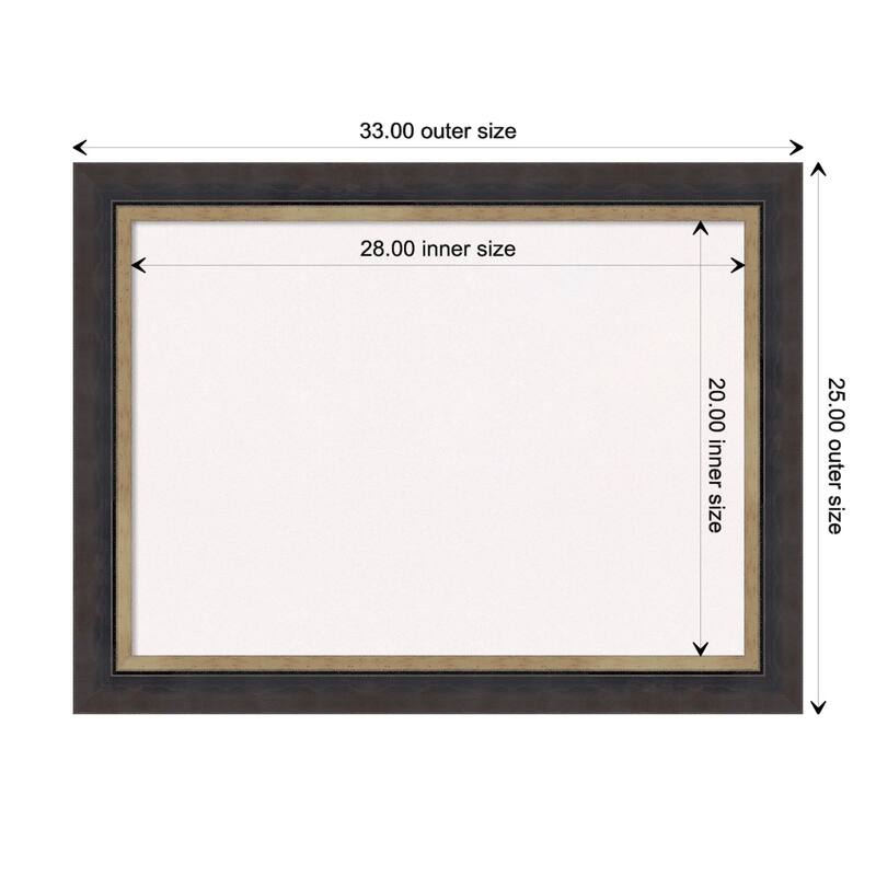 Hammered Charcoal Tan Wood Framed White Corkboard Bulletin Board - Board Size 28x20