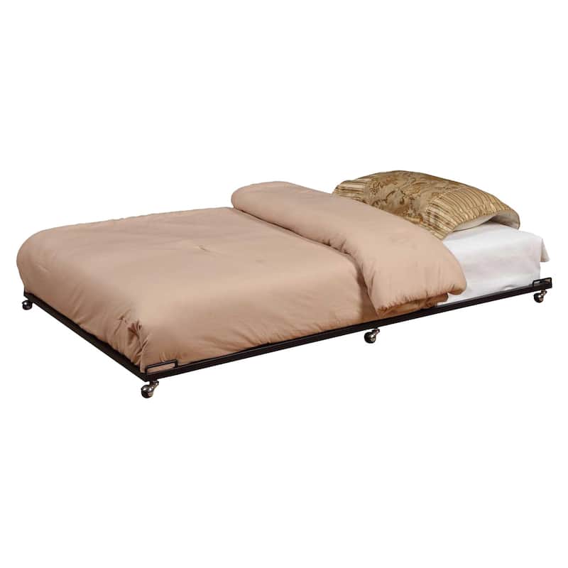 Twin Size Black Metal Roll Out Trundle Bed Frame for Daybed
