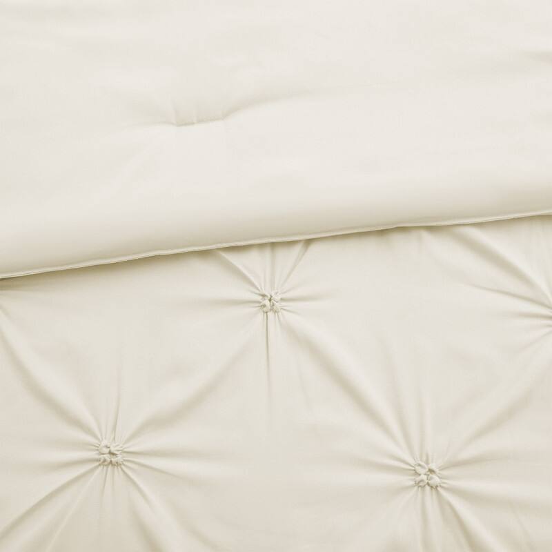 3 Piece Reversible Pintuck Pinch Pleat Comforter Set, Bedding Set for All Season
