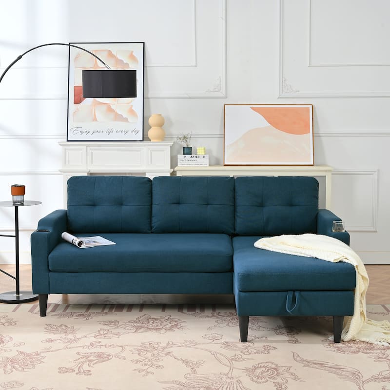 74.8" Fabric Sectional Sofa with Storage