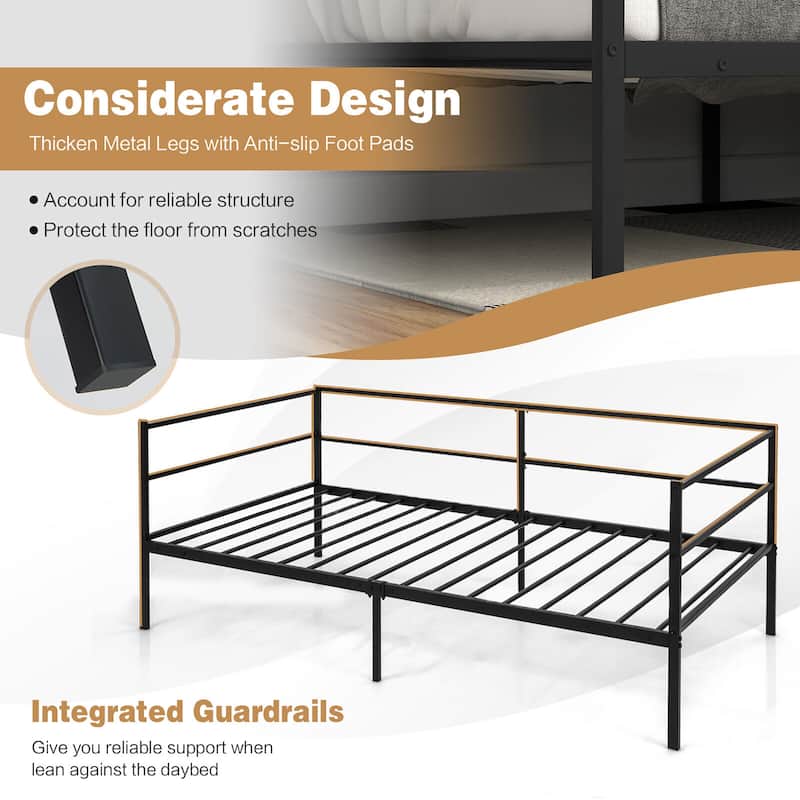 Gymax Twin Metal Daybed Frame Dual-use Platform Sofa Bed for Living